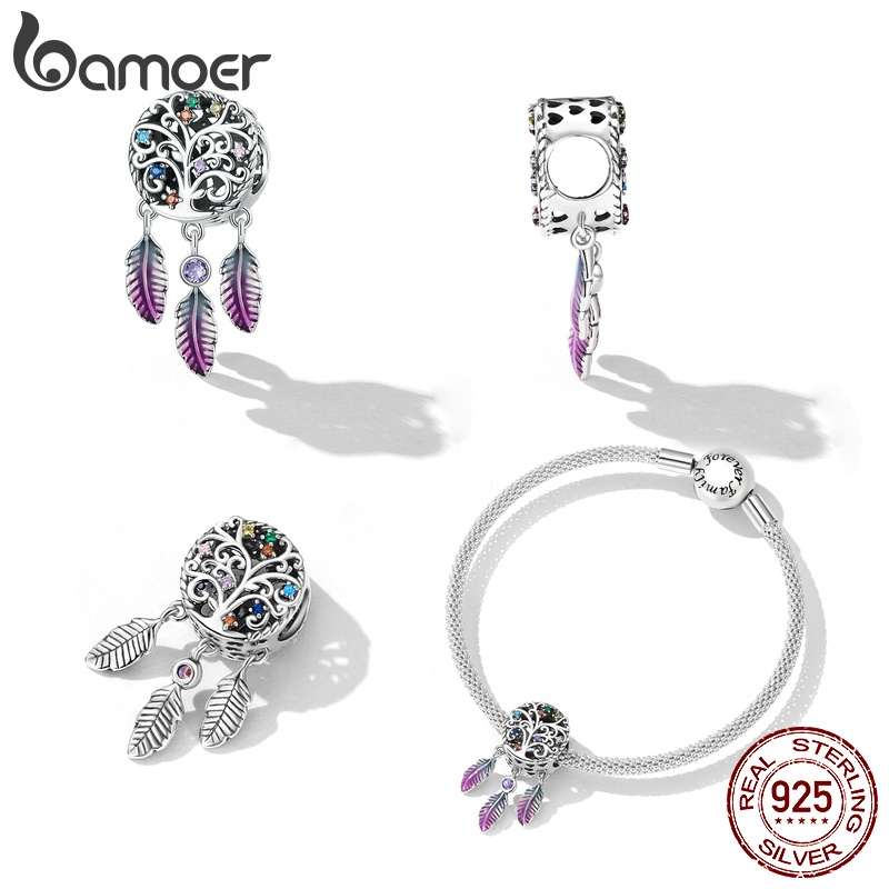 Mặt dây bằng Bamoer bạc 925 hình dreamcatcher độc đáo thời trang
