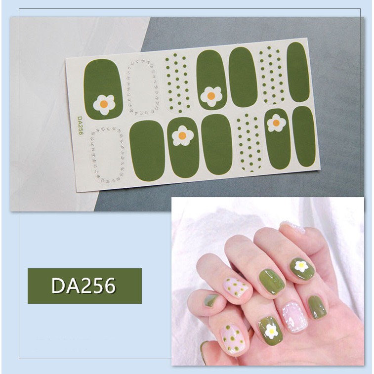 Bộ sticker dán móng tay trang trí 3D màu xanh hoa cỏ và màu vintage dcpxhoanganh