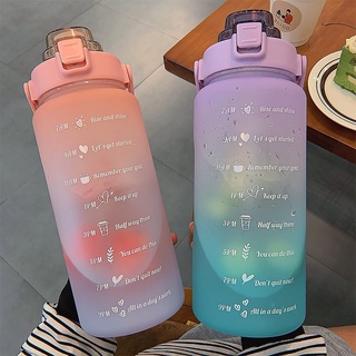 (Hàng dày loại 1 +tặng sticker) Bình nước 2 lít cute chia vạch nhắc nhở bình đựng nước 2L có vòi tập gym thể thao