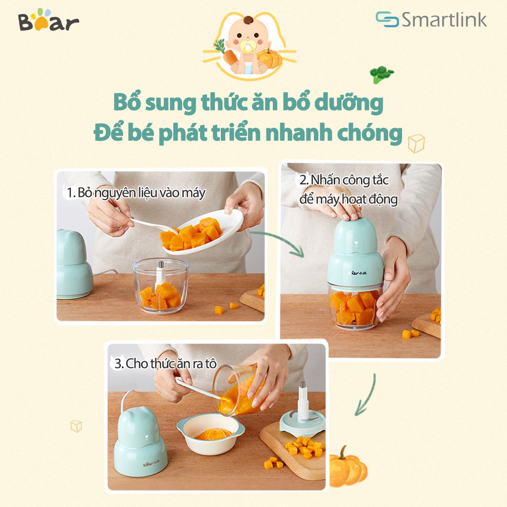 Ảnh Máy xay thực phẩm mini Bear QSJ-B01P1 - Phiên bản Quốc Tế Chính Hãng BEAR bảo hành18 Tháng 3