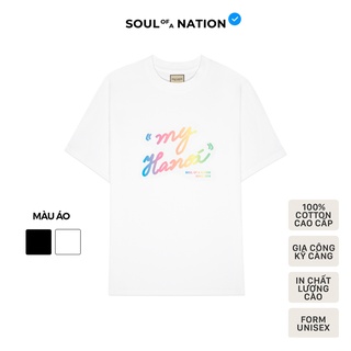 Áo thun unisex In họa tiết chữ rainbow cao cấp MY HANOI form basic 100% cotton premium SOUL OF A NATION VER 2
