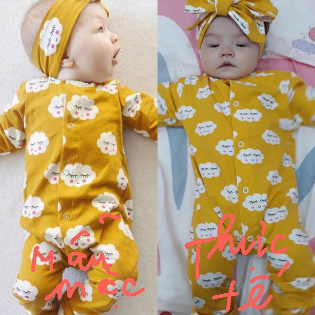[kèm hình thật] Bộ body hình mây màu vàng cho bé gái