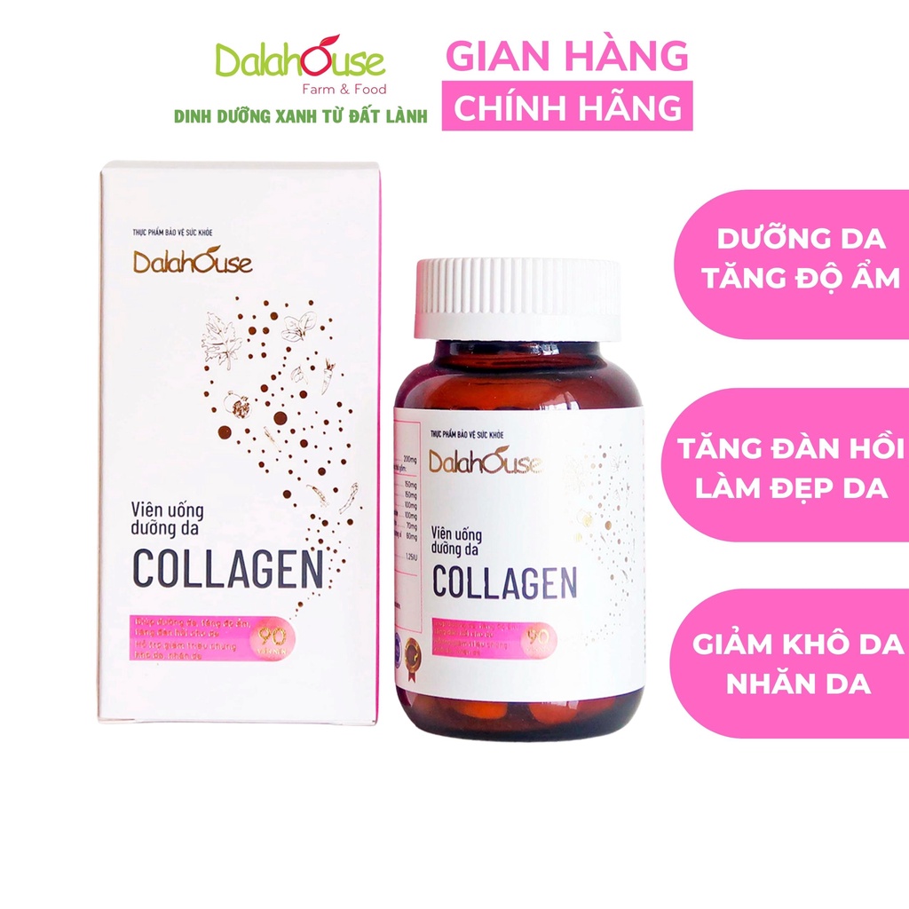 Viên uống dưỡng da Collagen Dalahouse tăng độ ẩm, tăng đàn hồi, làm đẹp da lọ 90/30 viên nén