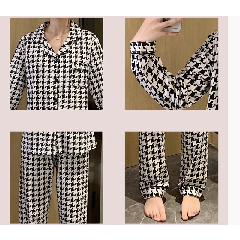 Đồ Ngủ Pizama Bộ Mặc Nhà Tay Dài Thu Đông Chất Conton dày