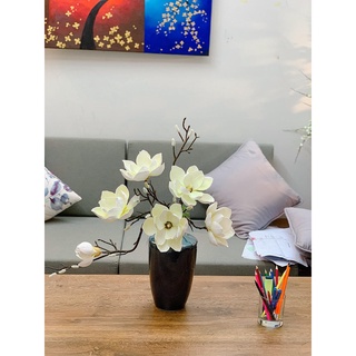 Hoa Giả Cành Hoa Mộc Lan 6 Bông Cánh Nhọn Cành Dài 120cm