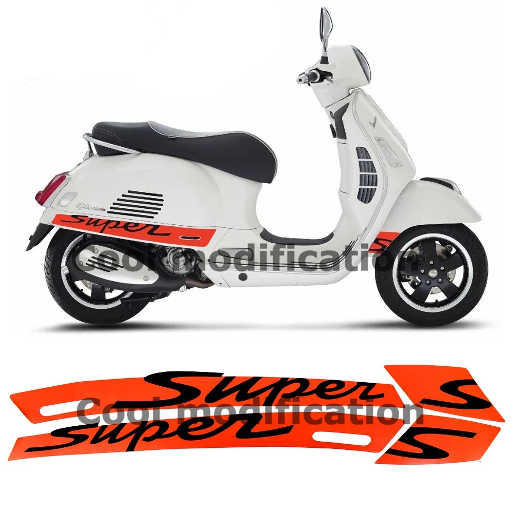 Thân Xe Máy "Siêu" Dán Dành Cho Xe Vespa GTS 300 GTS300 Siêu Thể Thao Bên Bộ Ốp Lưng Đồ Họa Decal Chống Thấm Nước Sửa Đổi Miếng Dán