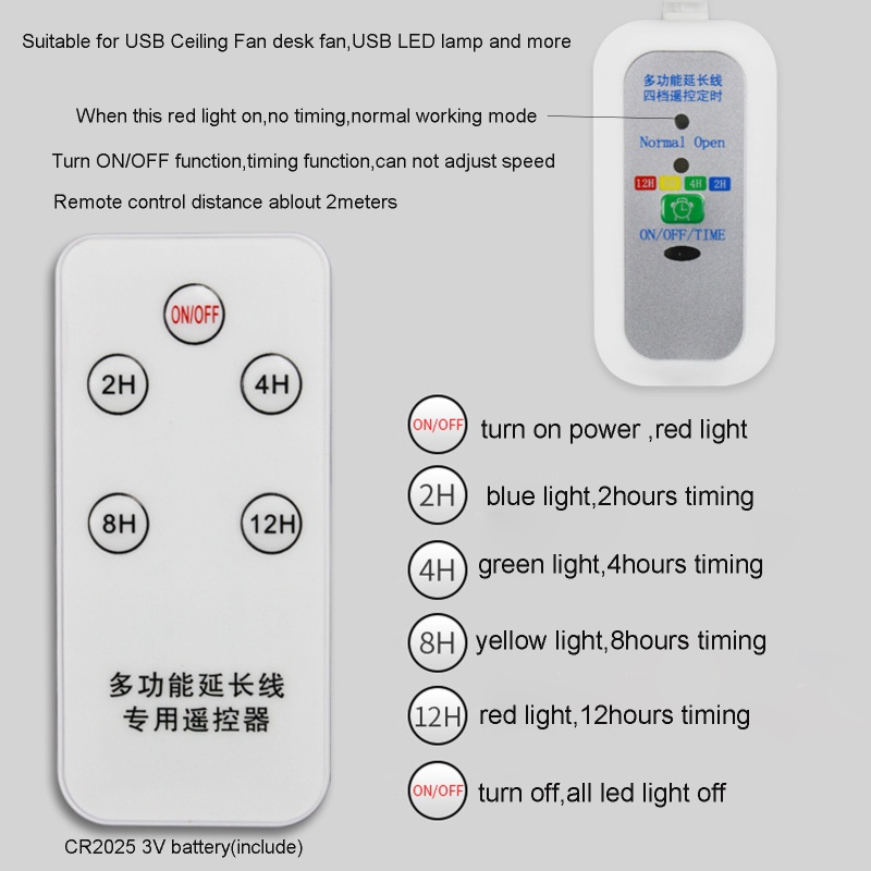 Cáp hẹn giờ mở rộng USB HIk 5V cho quạt trần USB Đèn LED để bàn USB 1 5m