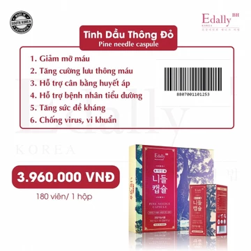 [TẶNG KÈM 1 HỘP TÁO ĐỎ HÀN QUỐC] HỘP TINH DẦU THÔNG ĐỎ EDALLY HÀN QUỐC CAO CẤP