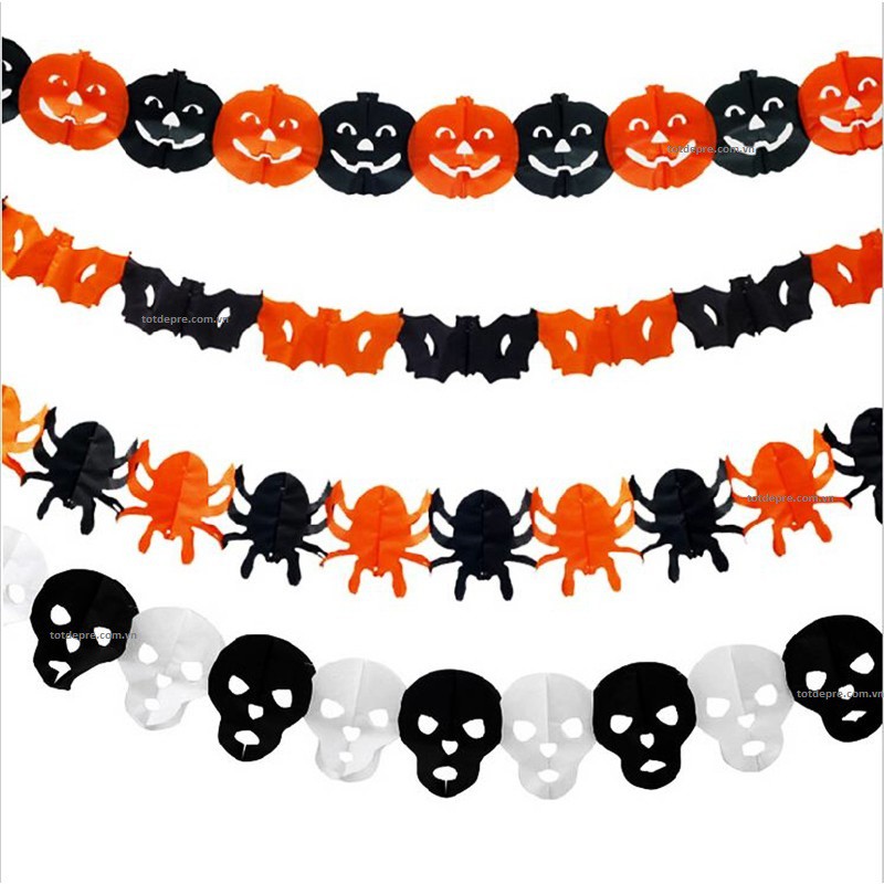 Dây treo trang trí Halloween bằng giấy hoặc xốp nhũ cao cấp