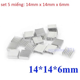 Set 5 Miếng Nhôm Tản Nhiệt Chất Lượng Cao 8.8mm x 8.8mm x 5mm hoặc 14mm x 14mm x 6mm cho chip nhớ led