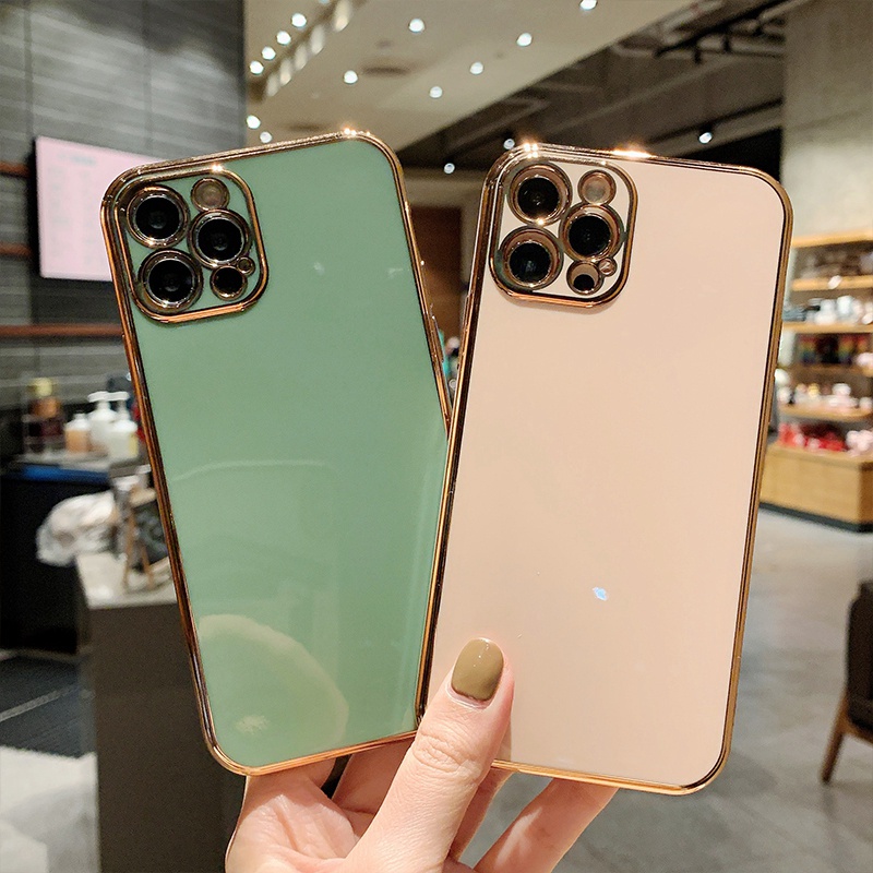 Ốp Điện Thoại Mạ Điện Viền Thẳng Chống Sốc Cho IPhone 13 13Pro 13Pro Max 12 12Pro 12Pro Max 7 8 Plus 13 Pro Max