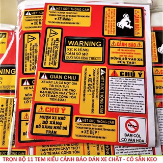 TRỌN BỘ 11 TEM ĐỀ CAN DÁN XE CẢNH BÁO CỰC CHẤT