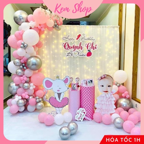 Rèm vải may sẵn Kem Shop trang trí sinh nhật tiệc cưới sự kiện - K185