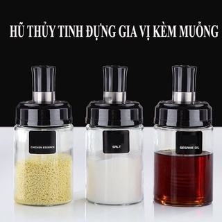 Lọ đựng gia vị thủy tinh, Hũ gia vị kèm muỗng mẫu mơi