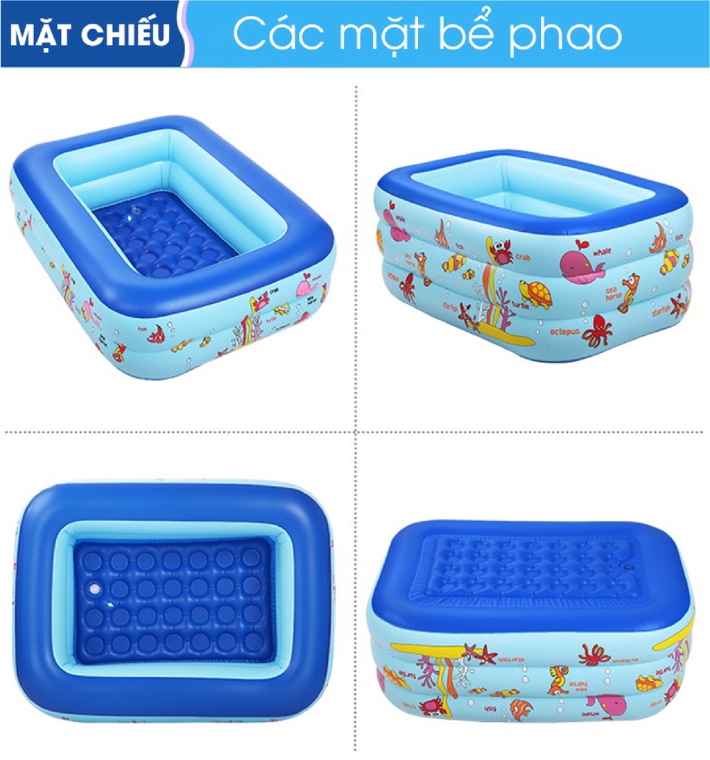 Mô tả Bể bơi cho bé cao cấp hình chữ nhật đủ kích cỡ 2-3 tầng đáy 2 lớp chống trượt bền đẹp Amalife - 4