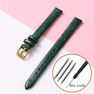 Dây Đeo Đồng Hồ Bằng Da Thật Kích Thước Nhỏ 8mm 10mm 12mm 14 16 18 20mm Kèm Khóa Kim Loại Màu Vàng Hồng Dành Cho Nữ