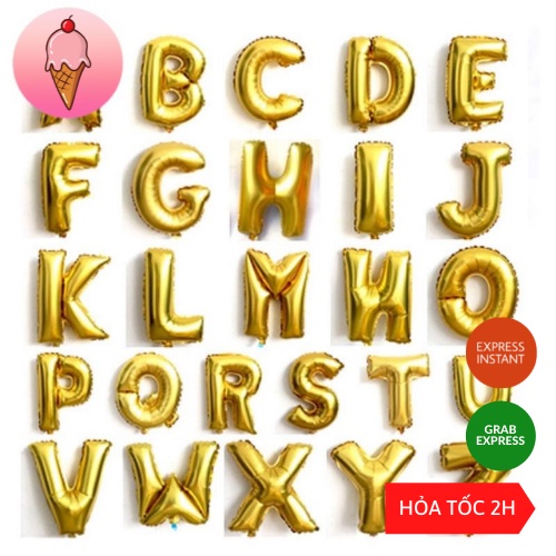 Bóng chữ cái màu vàng gold size 40cm trang trí sinh nhật, sự kiện - K121