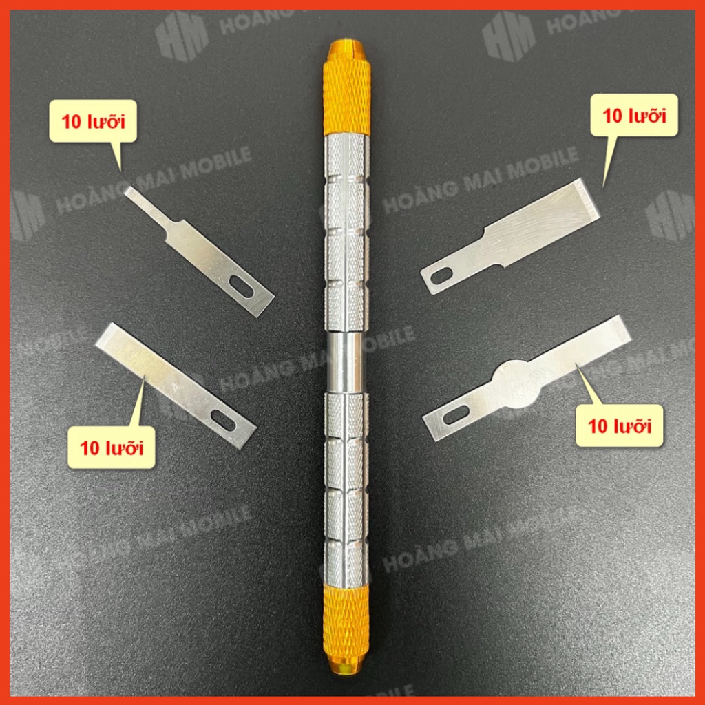 Bộ dao cạy nắp lưng điện thoại đa năng 40 lưỡi, combo cán dao luồn khe, tách keo
