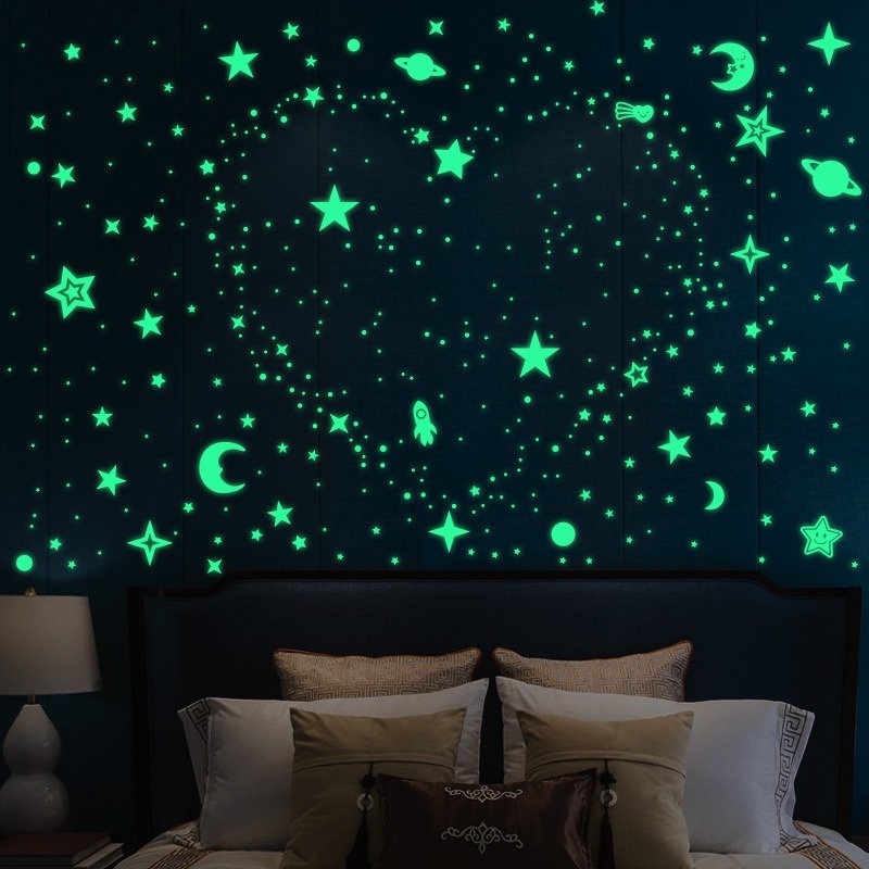 Bộ 100 Miếng Dán Hình Ngôi Sao Dạ Quang 3D Trang Trí Phòng Ngủ Cho Bé |  Shopee Việt Nam