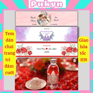 Tem dán chai nước đám cưới mới nhất 2022 TC Pukyn