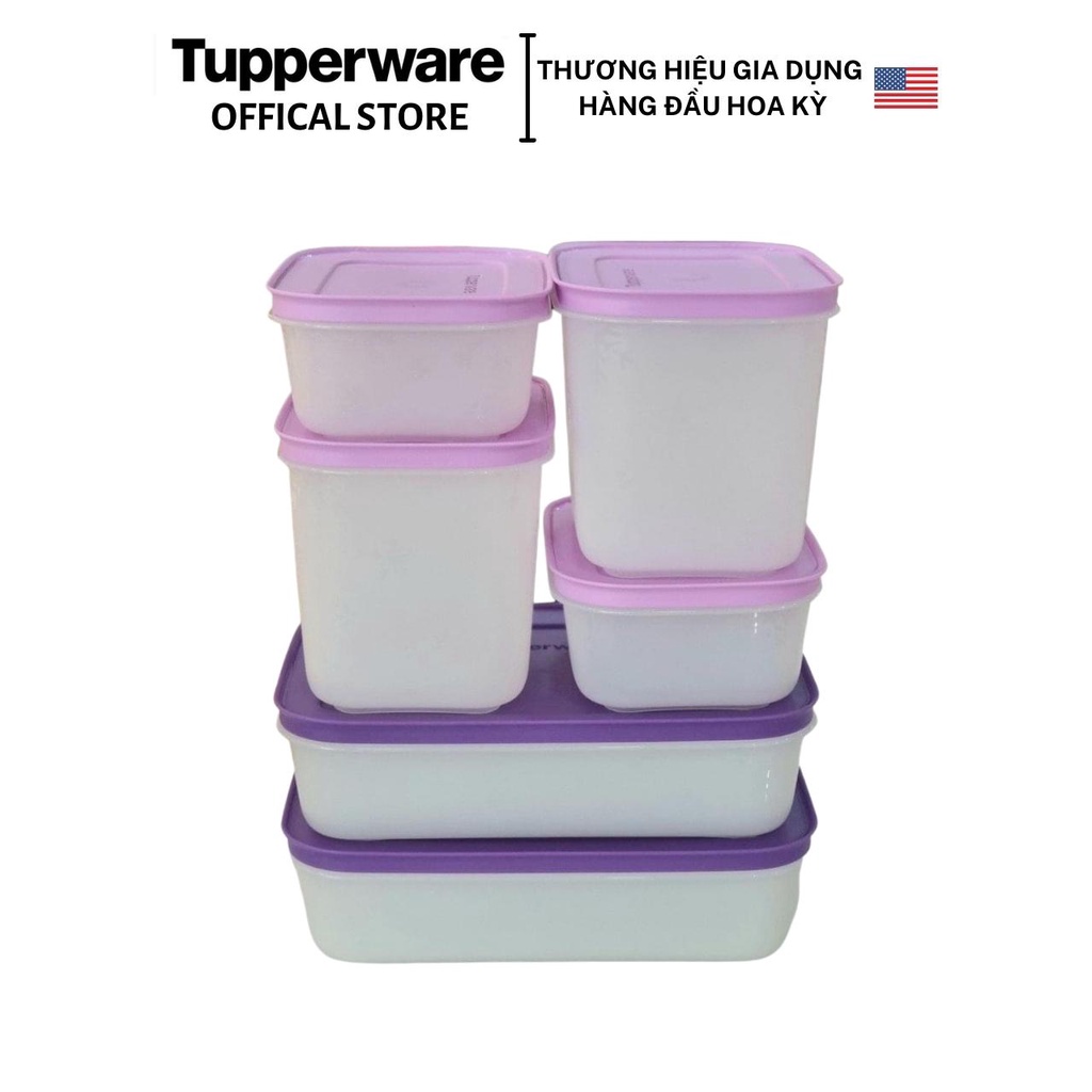 Bộ hộp trữ đông, trữ mát thế hệ mới Tupperware Violet Set 6/Frozy Cozy Set 5 - Bảo hành trọn đời, nhựa nguyên sinh
