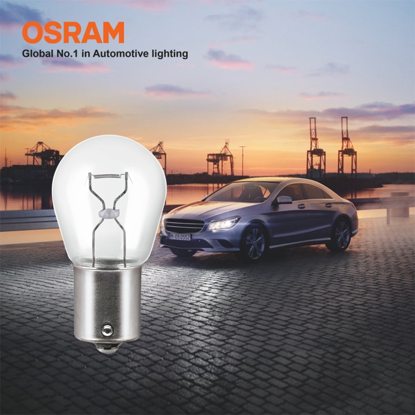 Combo 2 Bóng Đèn Sau 1 Tim Halogen OSRAM Original Dùng Cho Xe Ô Tô Chân S25 P21W 12V 21W 7506-02B (Chân Thẳng) - 460LM