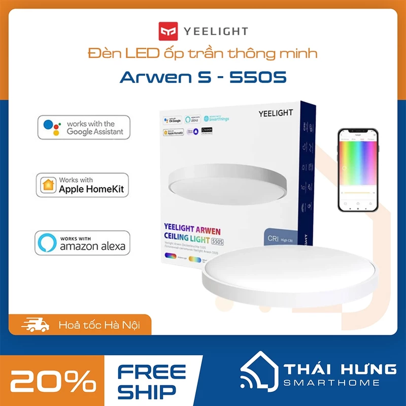 Đèn ốp trần Yeelight Arwen Series S - 550S/450S, Led RGB hắt trần - Bản Quốc Tế, hàng chính hãng, bảo hành 12 tháng — ảnh 1