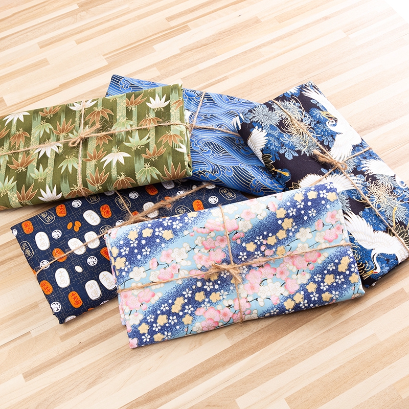 Vải Cotton Đồng In Hình Nhật Bản Cho Gia Đình Kim Cương Tay May Chất Liệu 50x145cm TJ1023