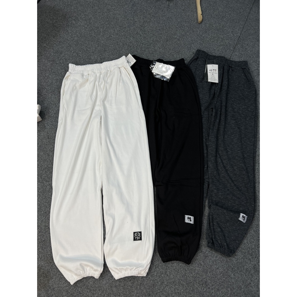 Quần Jogger Nữ Trơn Bo Gấu 2 Màu in logo Mèo Unisex Nam Nữ[Free ship]