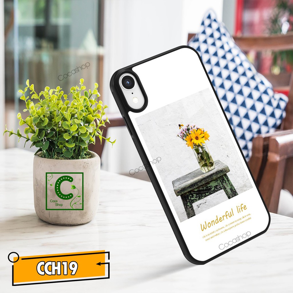 Ốp iPhone mặt kính cường lực - Hoa tình yêu ấm áp thủy chung - 6/6plus/6s/6splus/7/7plus/8/8plus/x/.....