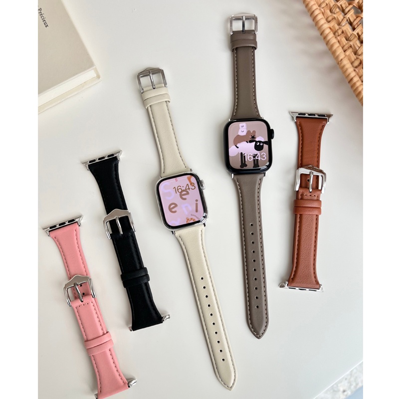 Thời Trang Nữ Eo Nhỏ Da Thật Chính Hãng Dây Đeo Cổ Điển Thích Hợp Cho Apple Watch S11 SE3 Ultra3 S10 S9 S8 SE S7 S6 Ultra 49mm 46mm 42mm 40mm 44mm 41mm 45mm Dây Đeo Tay