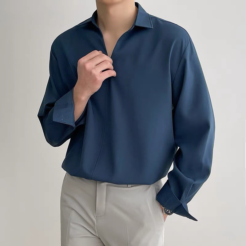 Áo Sơ Mi nam nữ cổ V form rộng chất thun Cotton Lạnh thoải mái, Thoáng mát Style Hàn Quốc - SHINGHAI