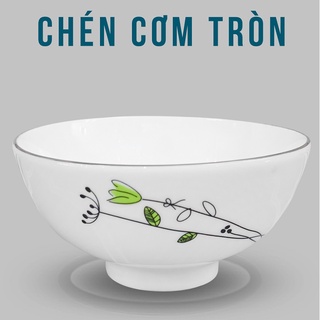 (Cam kết đổi trả bể vỡ) Chén cơm sứ  Chuan Kao 1084 Hoa lá mầm hàng nhập khẩu cao cấp
