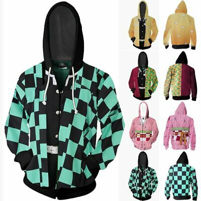 Anime Demon Slayer Kimetsu no Yaiba Anime Áo Khoác Zip Up Áo Len Có Mũ Trùm Đầu Mới