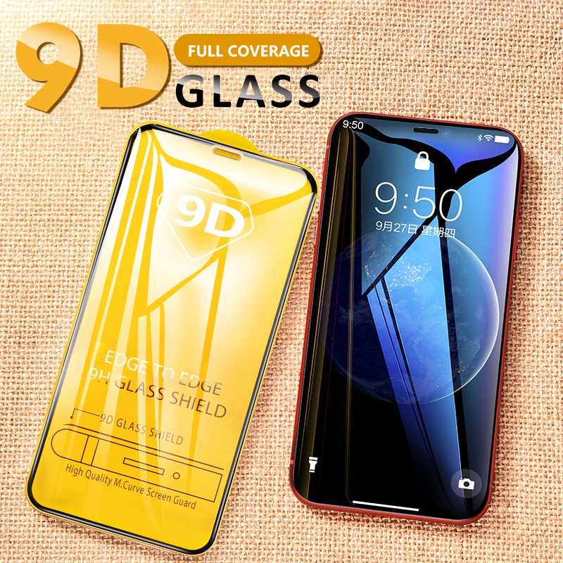 Tấm bảo vệ màn hình kính cường lực HD 9D cho iPhone 11 12 13 14 15 pro max x xr 7 8 14 15 plus