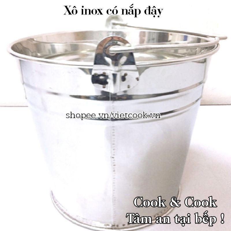 [Chính Hãng] Xô inox 304 size 18, 20, 25, 27, 30 có nắp, Xô inox 304 ...
