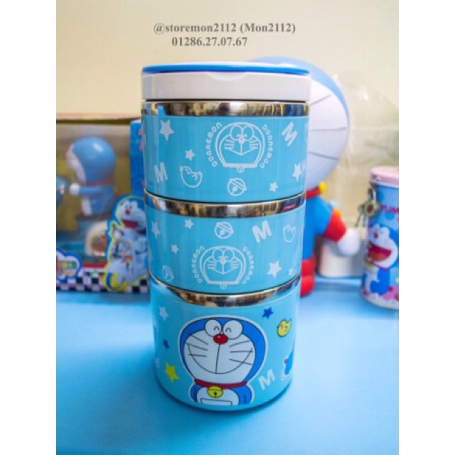 HỘP CƠM INOX GIỮ NHIỆT 3 TẦNG DORAEMON DOREMON | Shopee Việt Nam