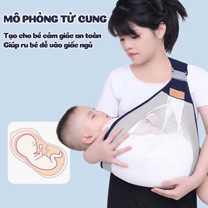 Địu trẻ em địu cho bé sơ sinh nhiều tư thế vải lưới mềm mát gọn nhẹ dễ dàng sử dụng mesocshop