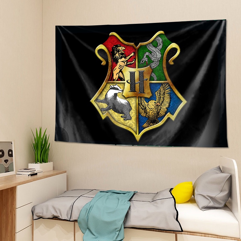 Thảm Treo Tường Bằng Polyester In Logo Harry Potter Kèm Kẹp Trang Trí Phòng Ngủ