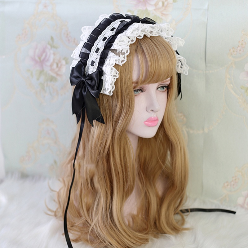 Vic Ngôi Sao Ren Đầu Gothic Người Giúp Việc Xù Mũ Đội Đầu Đồ Trang Trí Ruy Băng Nơ Kẹp Tóc Vintage Cosplay Đảng Tóc Accesso