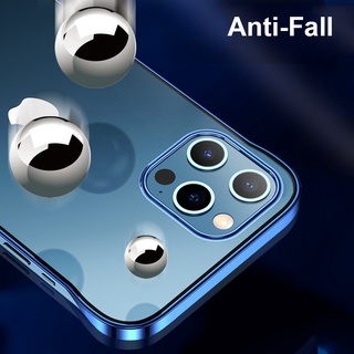 Ốp Điện Thoại Trong Suốt Siêu Mỏng Cho iPhone 12 13 14 15 Pro Max 14 15 Plus Nhựa Trong Suốt Ốp Lưng Cho iPhone 12 13 Mini Silicon Mạ Khung T22