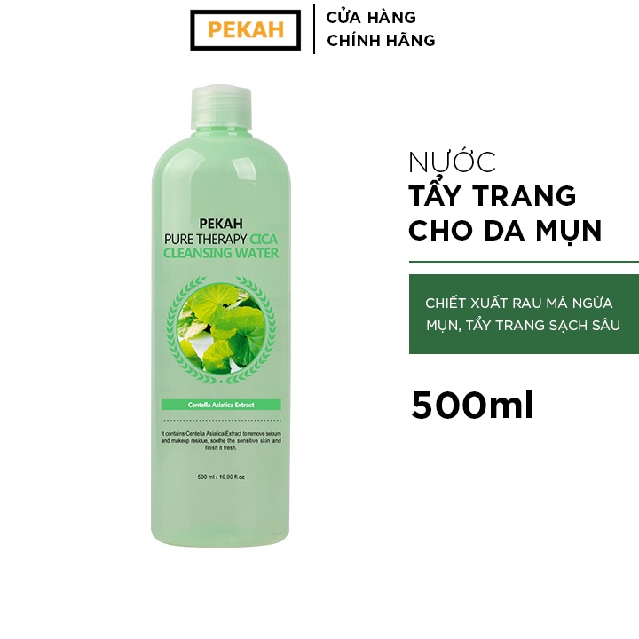 Ảnh Nước tẩy trang rau má PEKAH ngăn ngừa cải thiện da mụn Pure Therapy Cica Cleansing Water 500ml 2