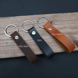 Móc khóa da bò thật Hata leather, khoen bằng thép.