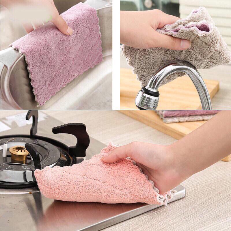 Ảnh Combo 10 Khăn Lau Bát Đĩa Nhà Bếp Đa Năng 24*15cm, Lau Cốc Chén Bàn Ghế Thấm Nước Chống Dính Dầu Mỡ Chính Hãng Amalife 4