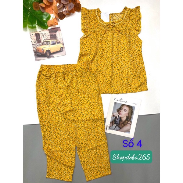 Đồ bộ nữ,đồ ngủ mặc nhà lửng 9 tấc vải lụa mango BL 54 họa tiết hoa nhí siêu cute size đại 61-67kg.