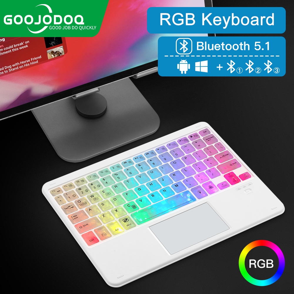 Ảnh Bàn phím không dây bluetooth GOOJODOQ đèn LED RGB thích hợp cho iPad Pro Air Xiaomi Huawei Android Windows 2
