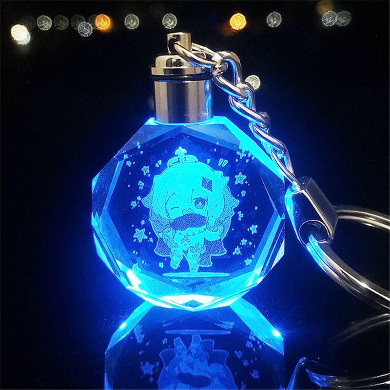 Móc Khóa Gắn Đèn LED Pha Lê Nhiều Màu Sắc