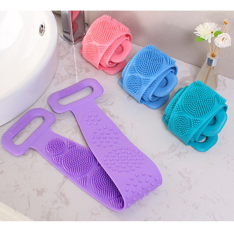 Dây Tắm Chà Lưng Silicon Dây Chà lưng Tắm 2 Mặt Massage, Dây chà lưng tắm 2 mặt silicone mềm siêu tiện lợi