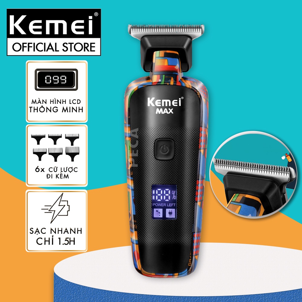 Tông đơ chấn viền Kemei KM-MAX5090 màn hình LCD thông minh, thiết kế độc đáo, có thể cắt tóc,chấn viền, cạo râu