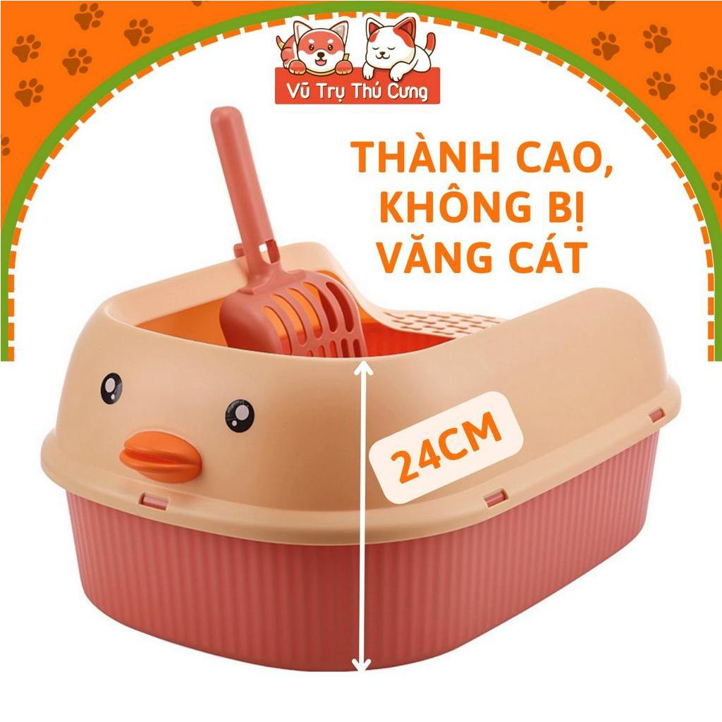Khay Đựng Cát Mèo Thành Cao Chống Văng Cát (Họa tiết con Vịt)